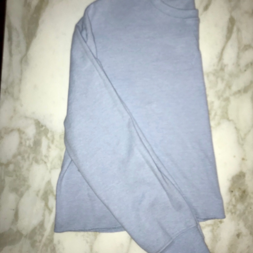 Cropped waffle long sleeve shirt